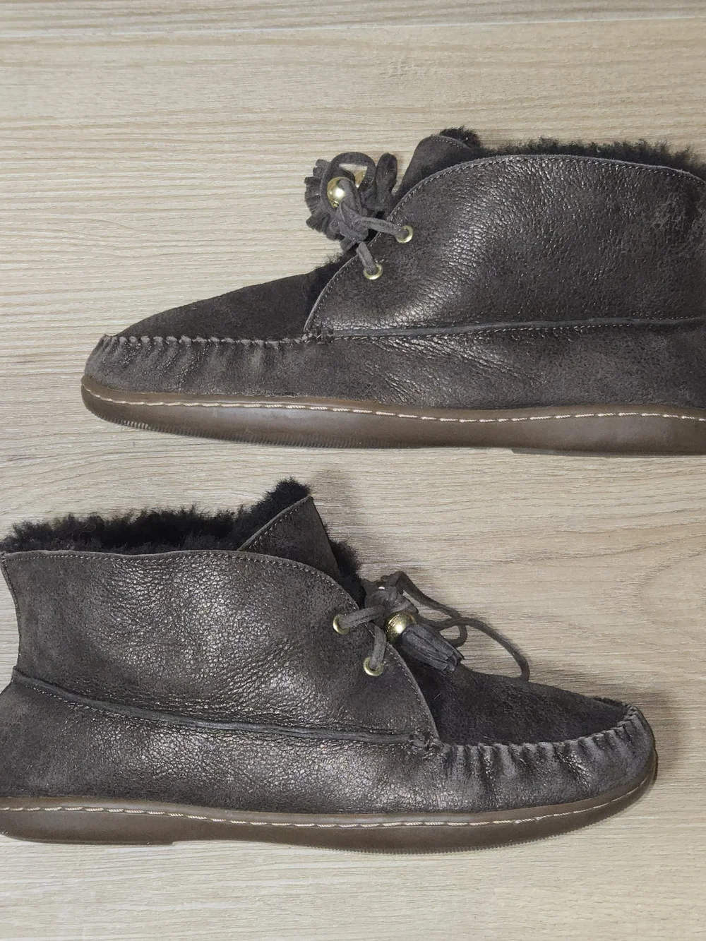 Y2k Coach Brown Shearling-Lined Ankle Moccasin Booties